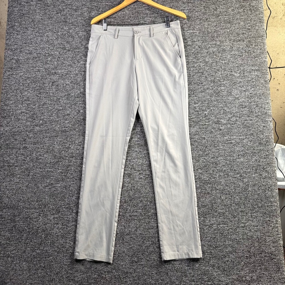 Yatta Golf Mens Performance Pants 32x32 Light Gray Stretch Flat Front Trousers‎